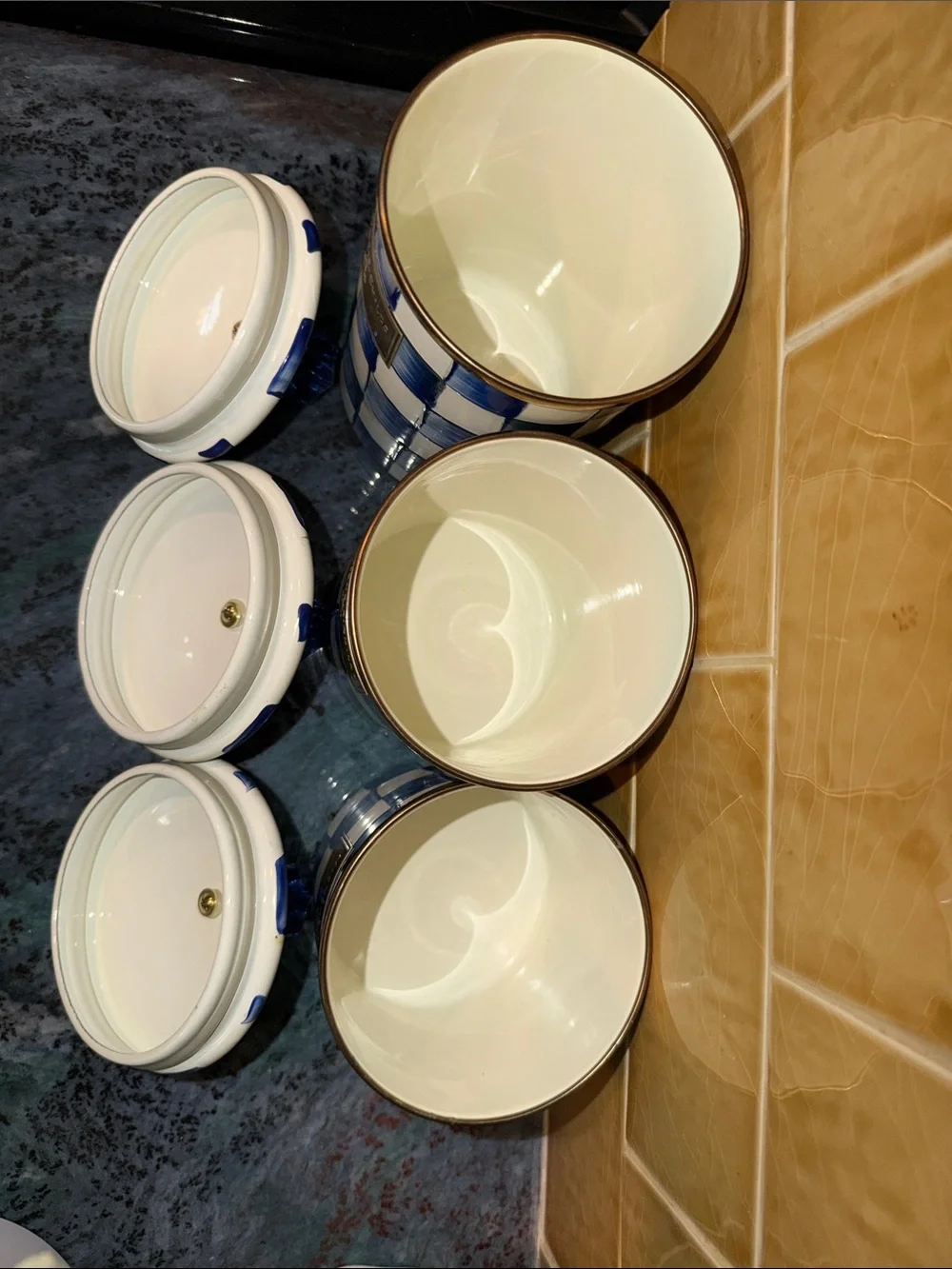 MacKenzie-Childs Royal Check Canister Set with Gold Accents